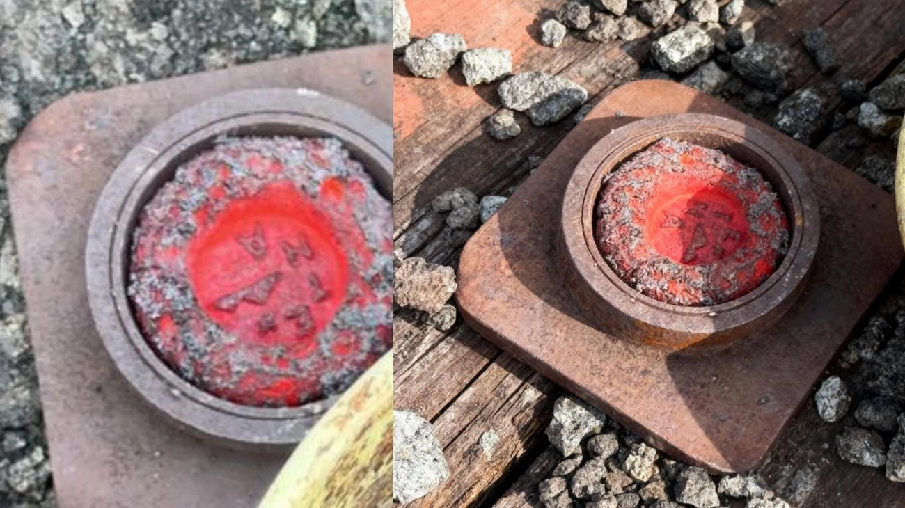 Produzione di portaceneri alla bocca effusiva da parte delle guide Un'arte rara e spettacolare: la lava, estratta direttamente dal canale lavico, viene modellata sul posto con abilitĆ , nascono portaceneri unici, oggetti che raccontano la potenza del vulcano e la tradizione delle guide. Collaborazione tra la Cooperativa delle Guide di Etna Sud e le Guide Vulcanologiche Etna Nord"